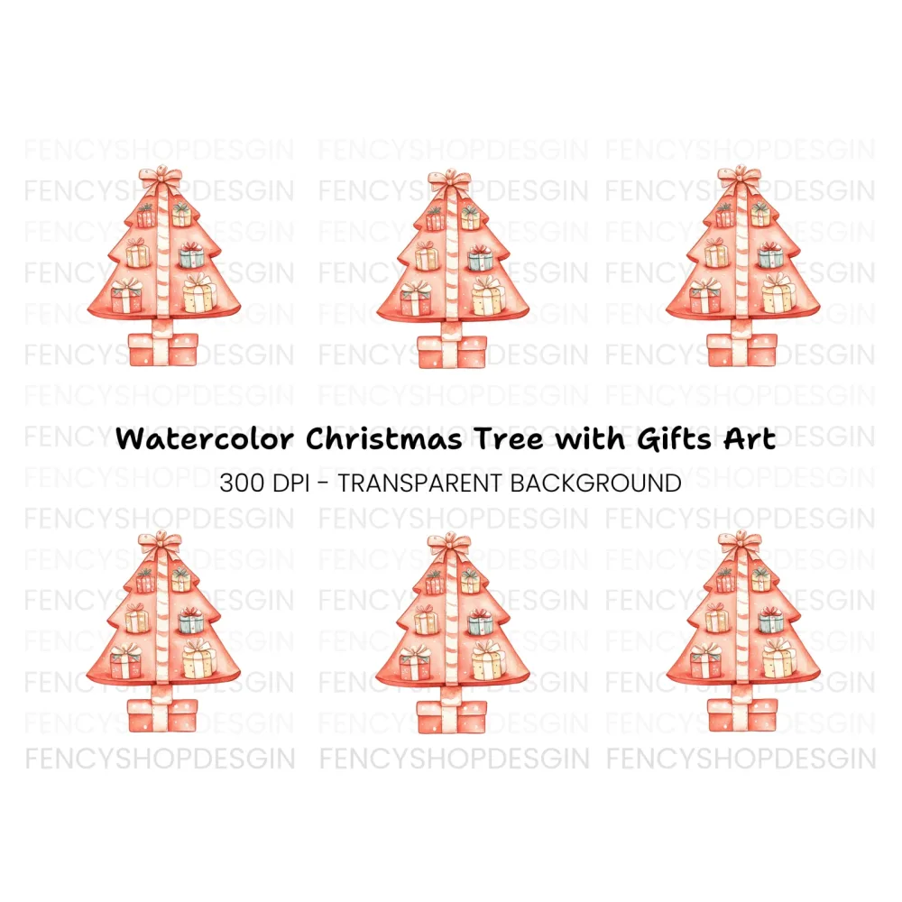 Christmas Tree with Gifts Clipart Bundle