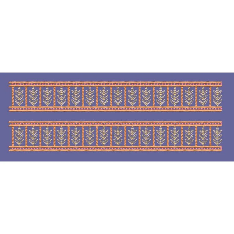 Vertical Sprout Dual Columnar Border Embroidery Design