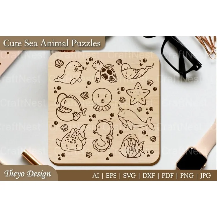 Cut Sea Animal Puzzle SVG