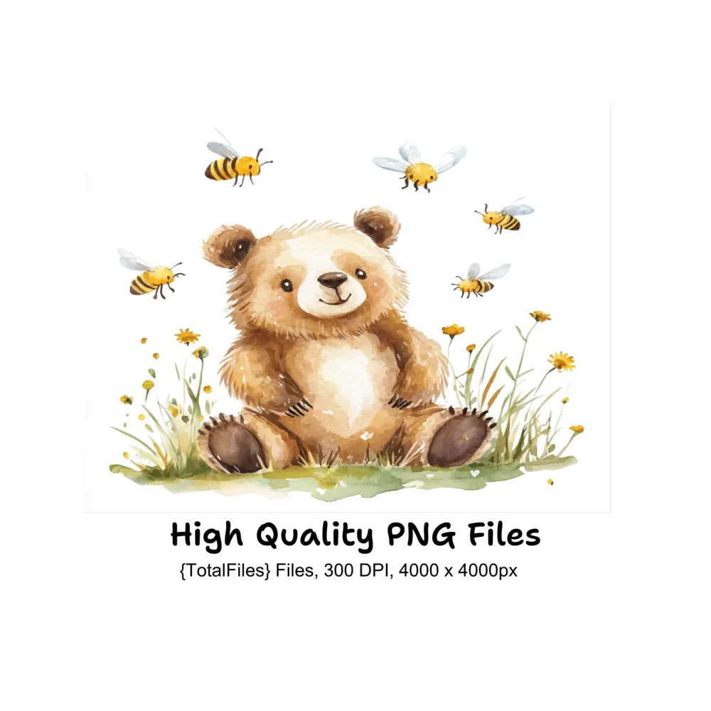 Cute Bear Bee Clipart Bundle