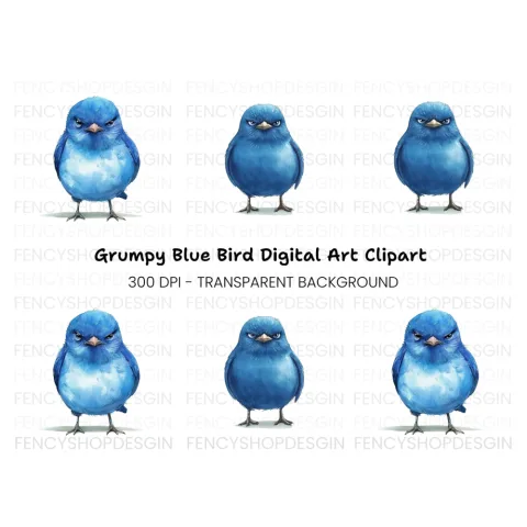 Angry Blue Bird Clipart Bundle