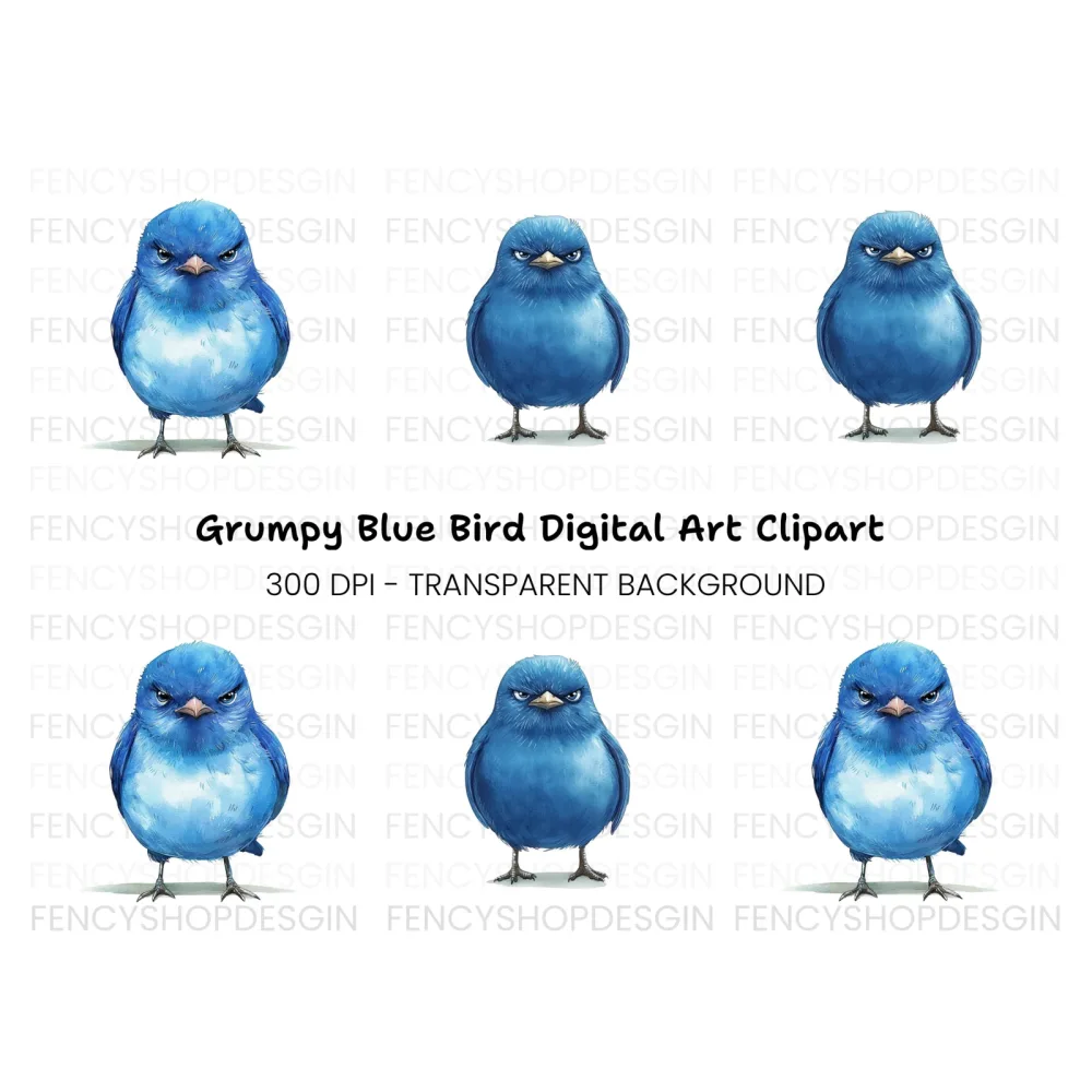 Angry Blue Bird Clipart Bundle