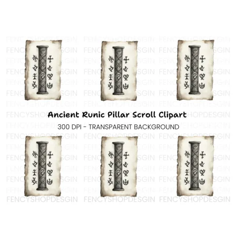 Ancient Runic Scroll Clipart Bundle