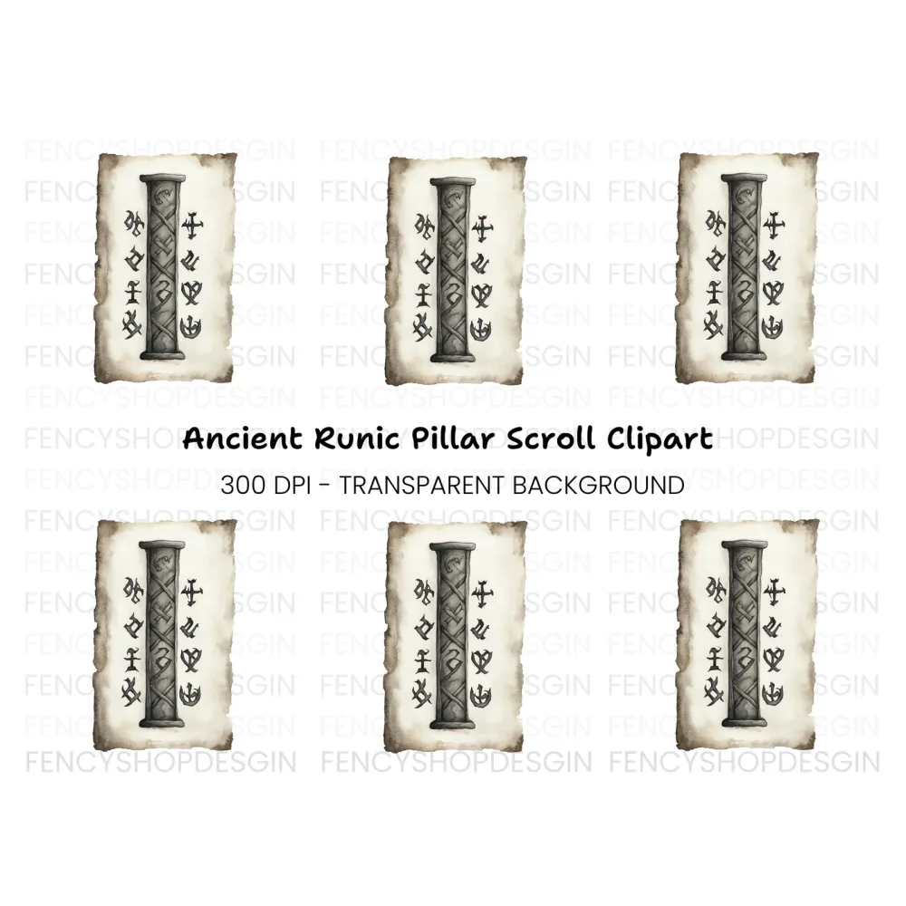 Ancient Runic Scroll Clipart Bundle
