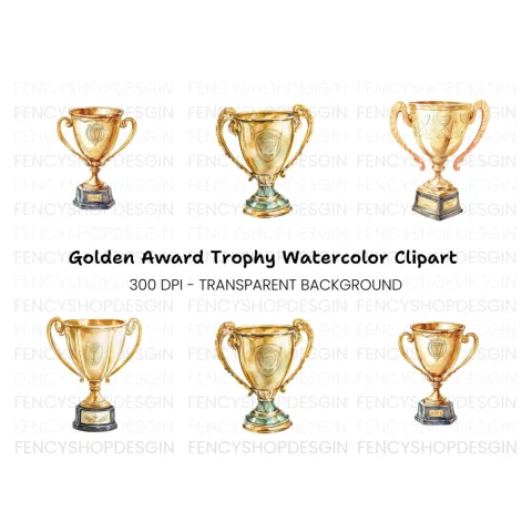 Golden Trophy Clipart Bundle