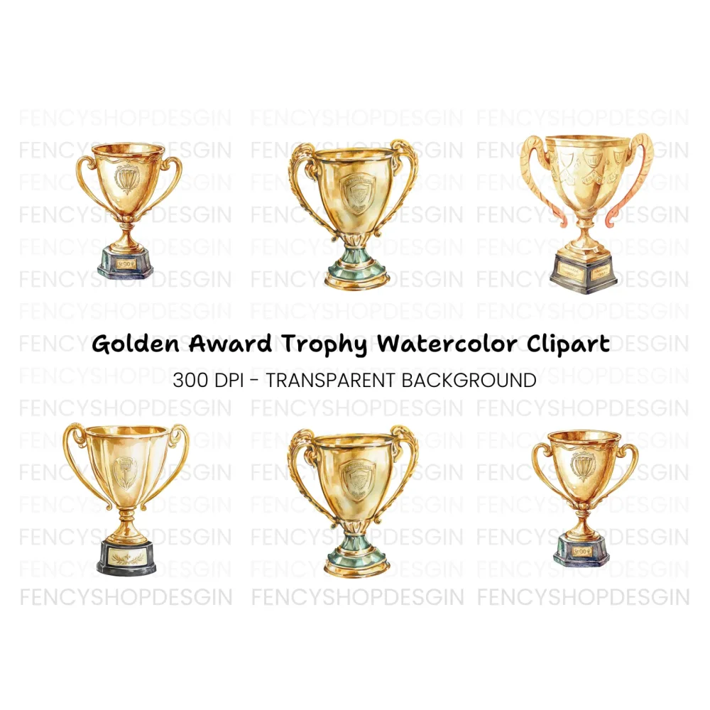 Golden Trophy Clipart Bundle