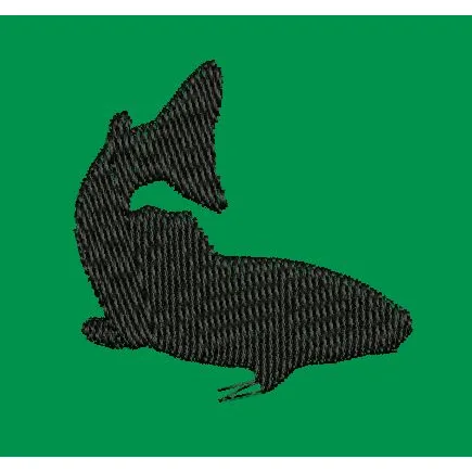 Diving Marine Mammal Silhouette Embroidery Design