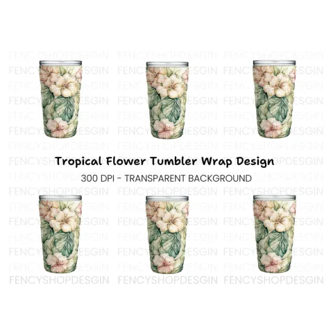 Tropical Hibiscus Tumbler Clipart Bundle