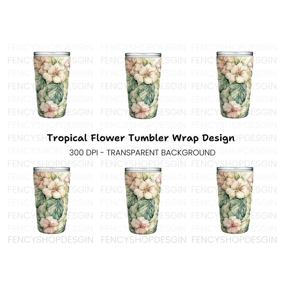 Tropical Hibiscus Tumbler Clipart Bundle
