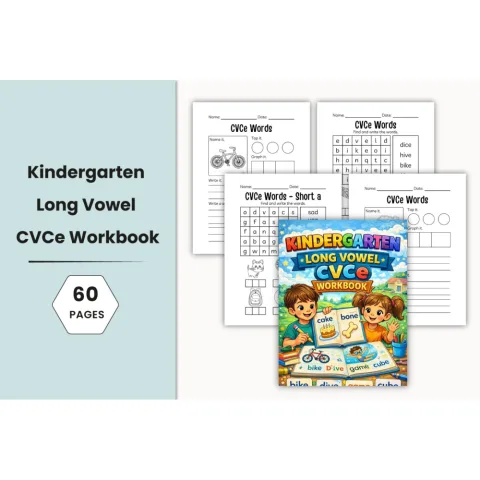 Kindergarten Long Vowel CVCe Workbook