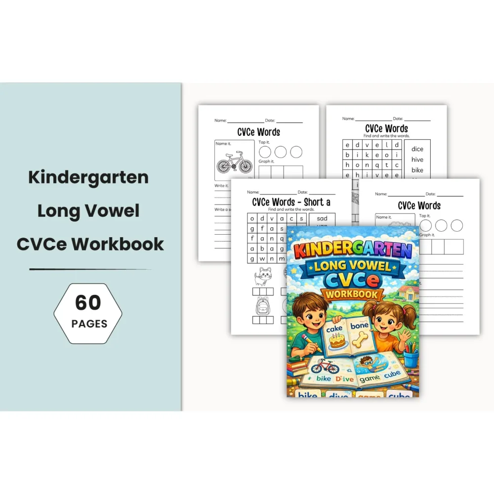 Kindergarten Long Vowel CVCe Workbook