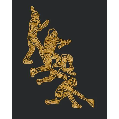 Sequential Racket Sports Action Embroidery Design