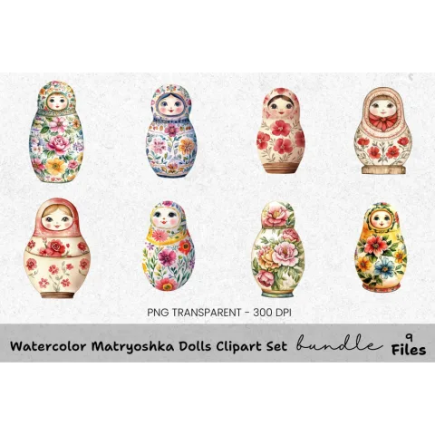Matryoshka Dolls Clipart Bundle