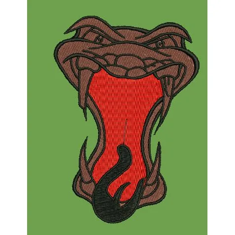 Snarling Snake Head Embroidery Design