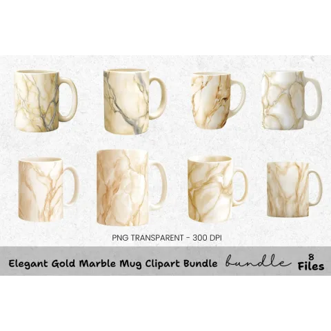 Elegant Gold Marble Clipart Bundle
