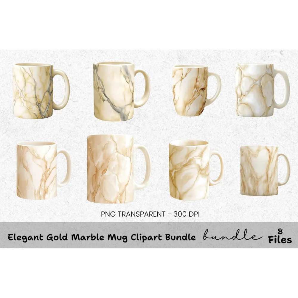 Elegant Gold Marble Clipart Bundle