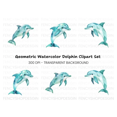 Geometric Dolphin Clipart Bundle