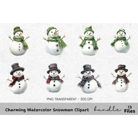 Charming Snowmen Clipart Bundle