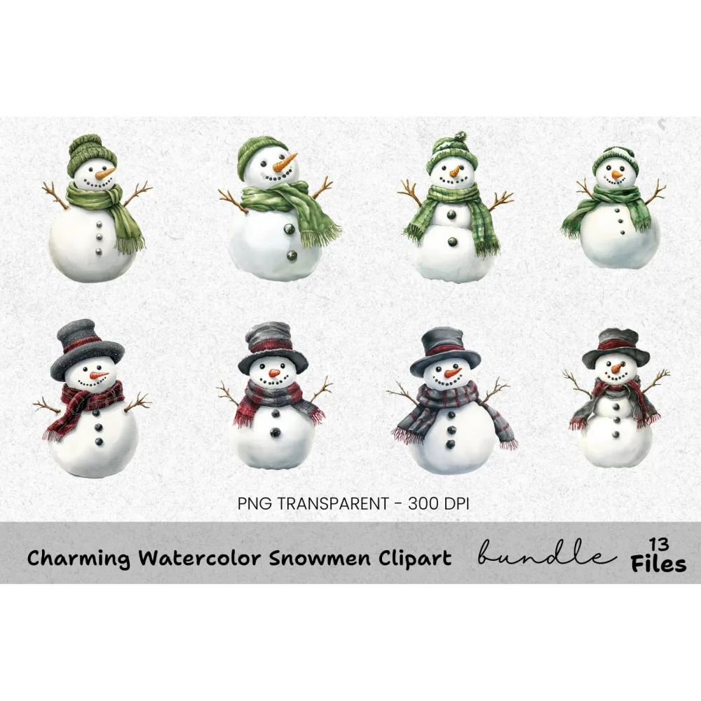 Charming Snowmen Clipart Bundle