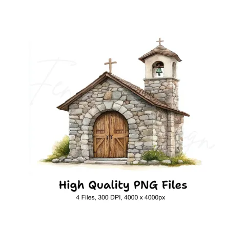 Stone Chapels Clipart Bundle