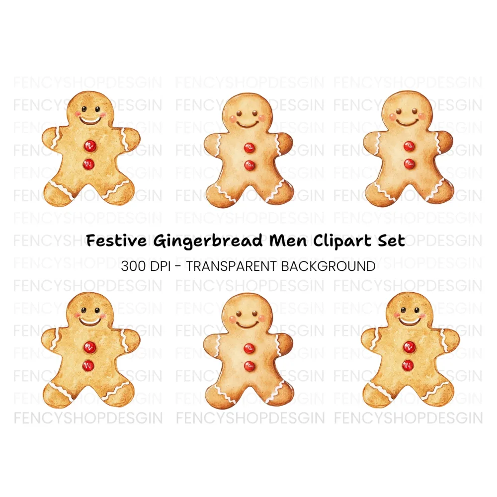 Cute Gingerbread Man Christmas Clipart Bundle