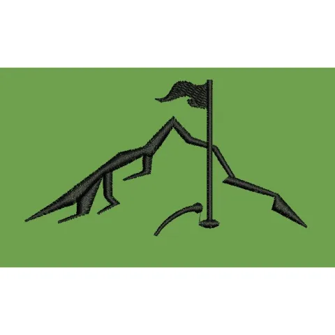 Mountain Peak and Flag Emblem Embroidery Design