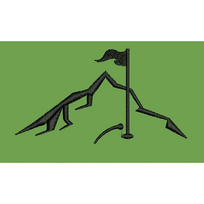 Mountain Peak and Flag Emblem Embroidery Design