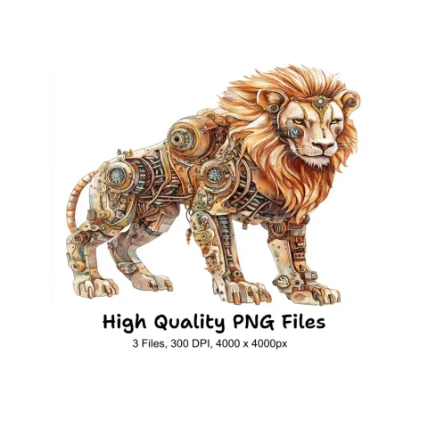 Steampunk Lion Clipart Bundle