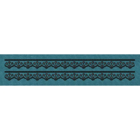 Scallop Floral Lace Border Teal & Black Embroidery Design