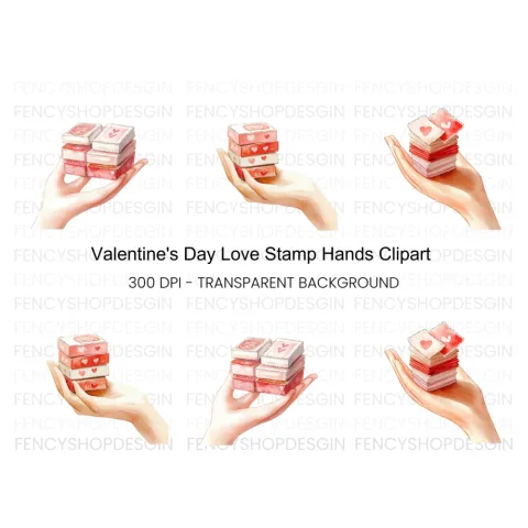 Hands Holding Love Cards Clipart Bundle