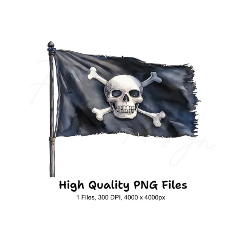 Distressed Pirate Flag Clipart Bundle