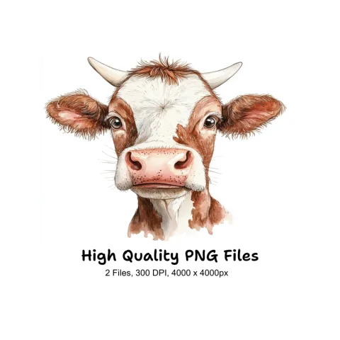 Realistic Cow Faces Clipart Bundle