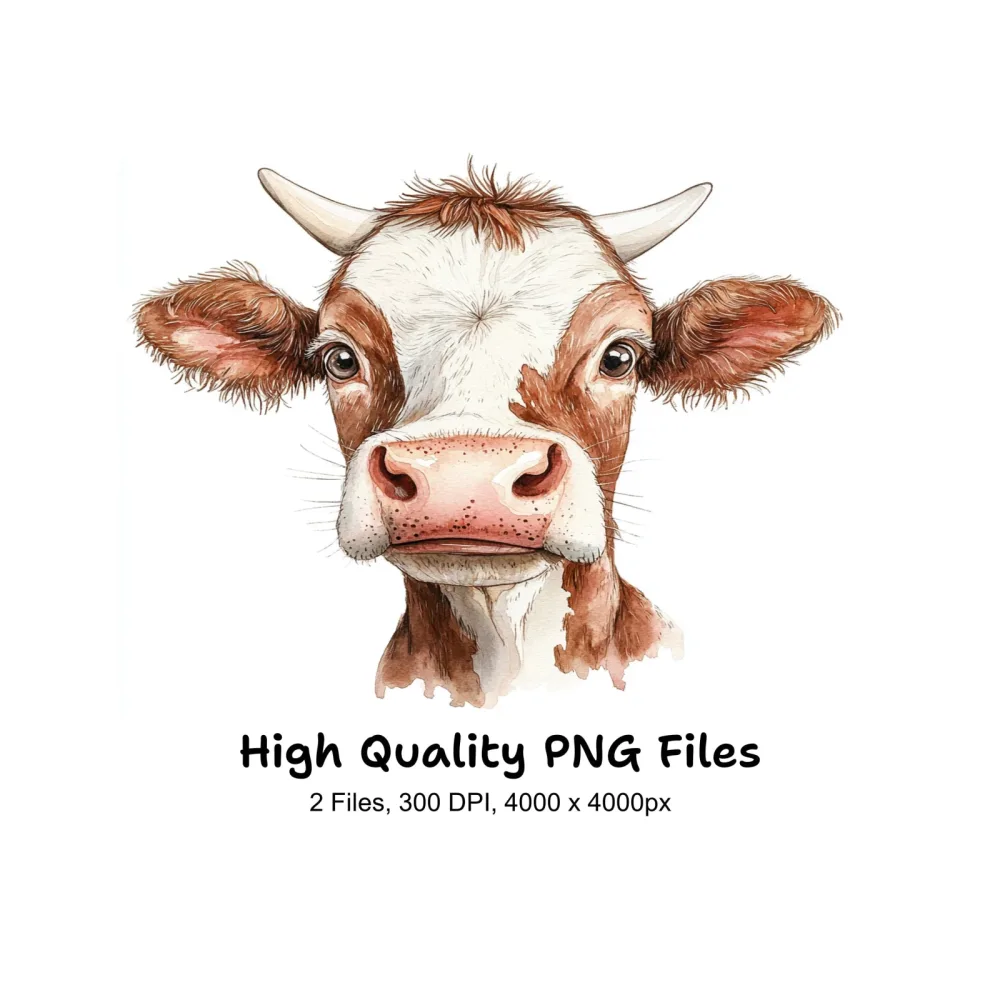 Realistic Cow Faces Clipart Bundle