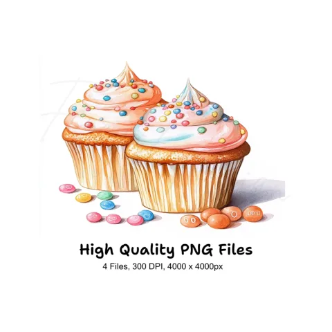 Vibrant Cupcake with Sprinkles Clipart Bundle
