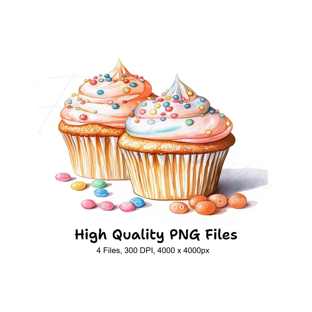 Vibrant Cupcake with Sprinkles Clipart Bundle