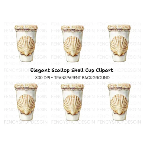 Elegant Seashell Tumbler Clipart Bundle