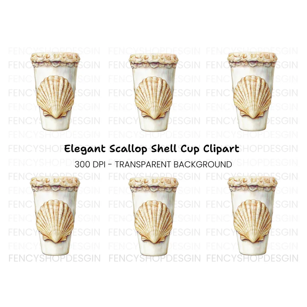 Elegant Seashell Tumbler Clipart Bundle