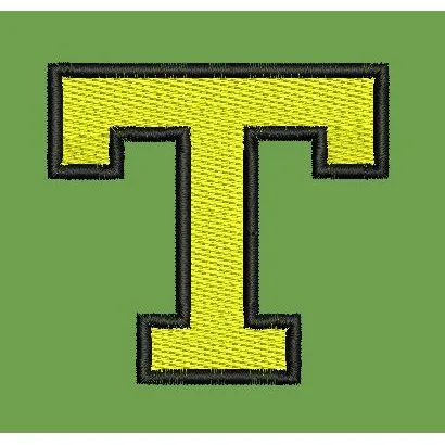 Golden Serif Letter T Embroidery Design