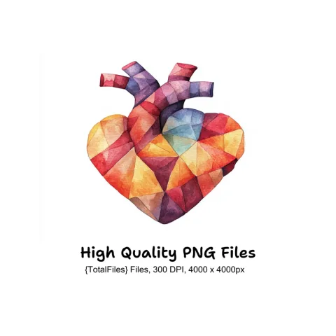 Geometric Anatomical Hearts Clipart Bundle