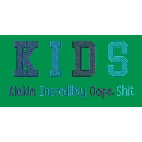 Varsity Style Typographic Emblem Embroidery Design