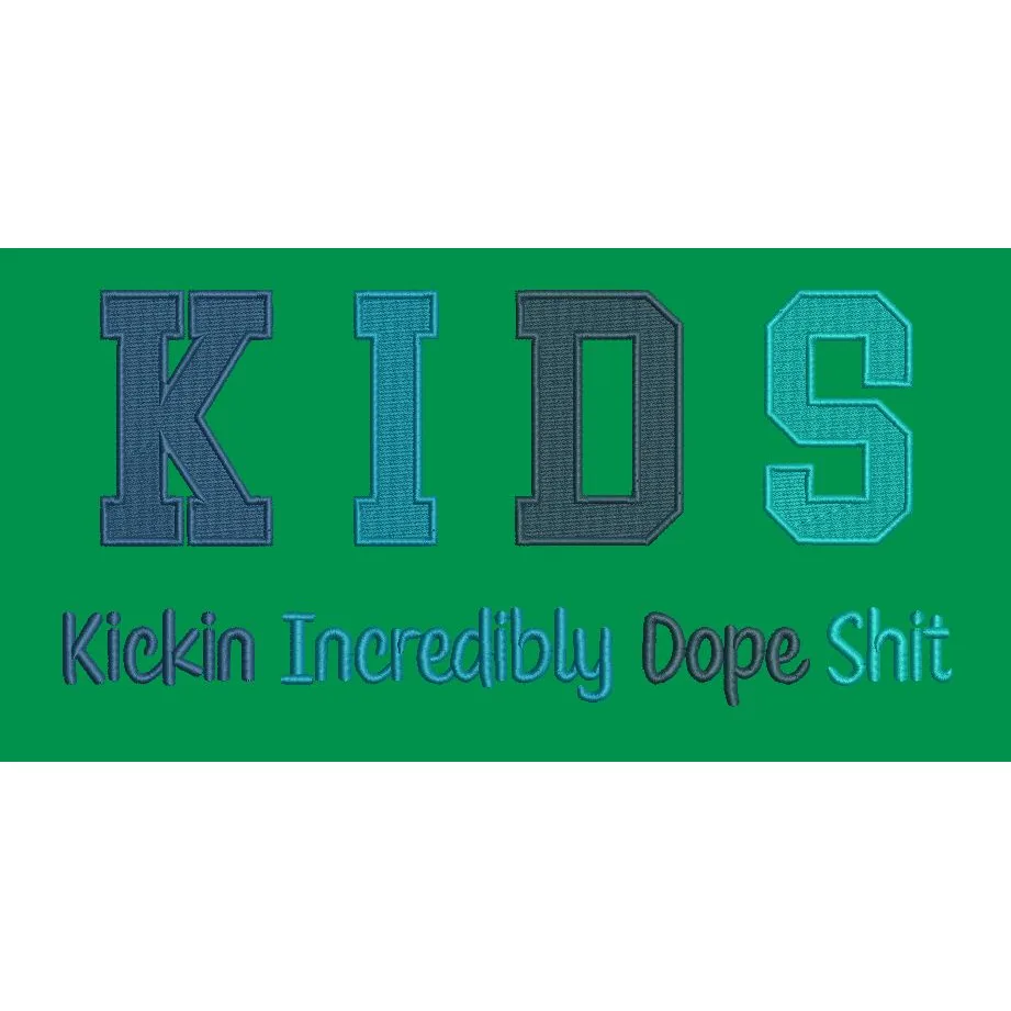 Varsity Style Typographic Emblem Embroidery Design