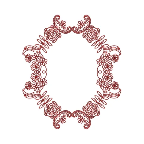 Flower Frame Line Stitch Embroidery Design