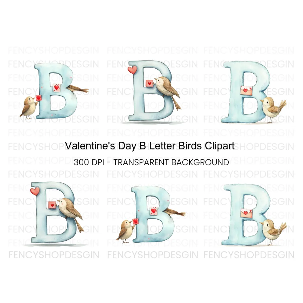 Cute Birds and Love Letter Alphabet Clipart Bundle