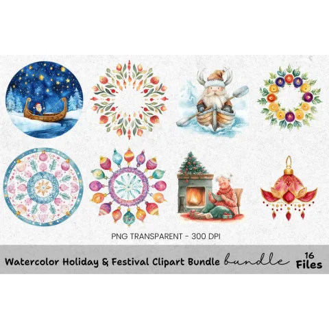 Viking Santa Winter Fun Clipart Bundle
