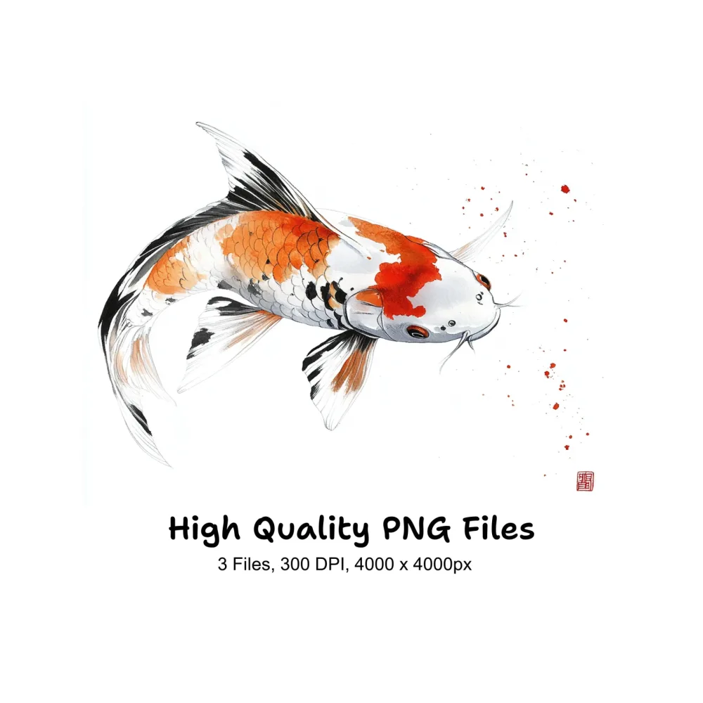 Vibrant Japanese Koi Fish Clipart Bundle