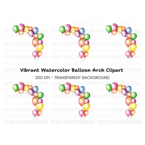 Colorful Balloon Arch Clipart Bundle