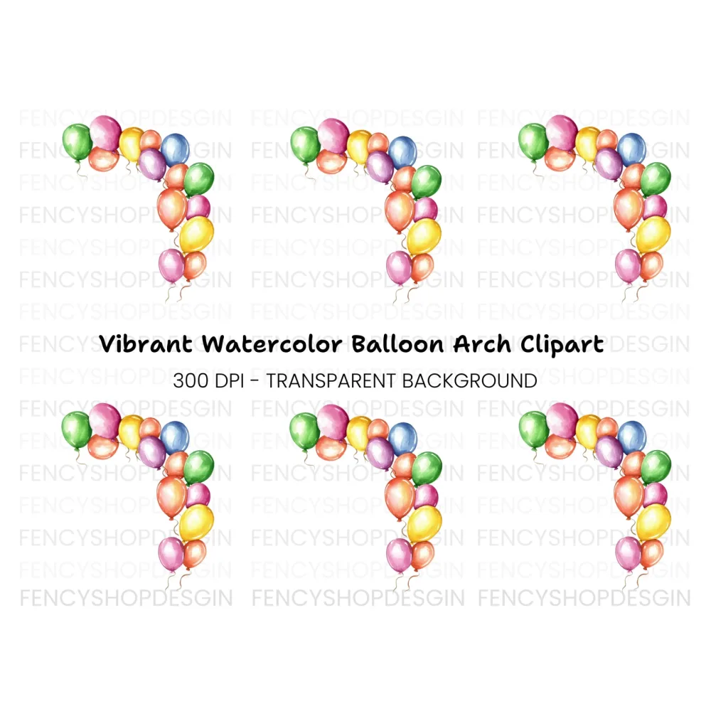 Colorful Balloon Arch Clipart Bundle