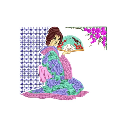 Geisha Embroidery Design