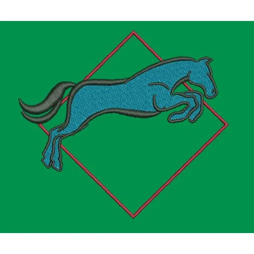 Horse Jumping Within a Diamond Shape Embroidery Design