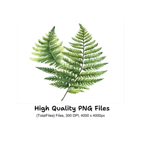 Green Fern Foliage Clipart Bundle